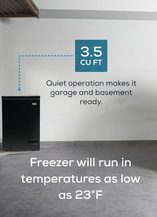 Igloo 3.5 Cu Ft. Upright Deep Freezer Chest- Deep Freezer with Quick Freezing System & Adjustable Thermostat- Low Noise Freezer with Removable Basket & LED Lights for Homes, Garages & Basements- Black