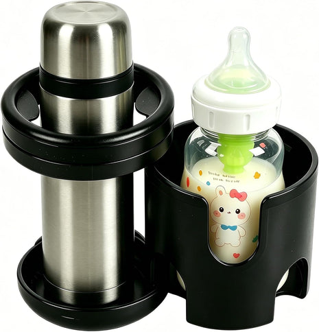 Cup Holder for Uppababy Vista V3, 2-in-1 360° Rotatable Cup Holder, Drink & Bottle Holder Compatible with Nuna, Mockingbird, Evenflo, Fits Bottles & Drink Cups, for Stroller, Wheelchair, Bike