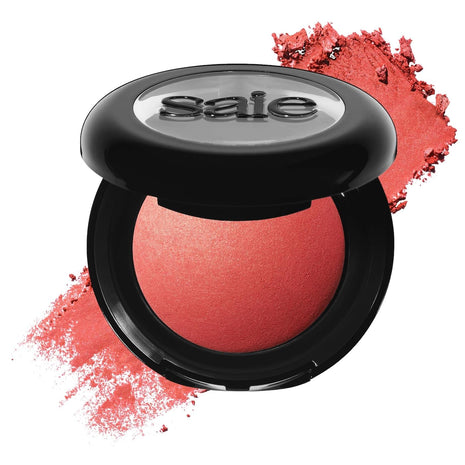 Saie Blush & Brush Duo - SuperSuede Baked Blush in Stella (.01 oz) & Powder Blush Brush - Talc-Free, Moisturizing Blush with Vegan, Fluffy Brush for Seamless Application