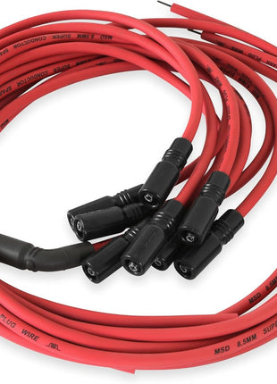 MSD 32129 Super Conductor Spark Plug Wire Set, Red, Straight Boots