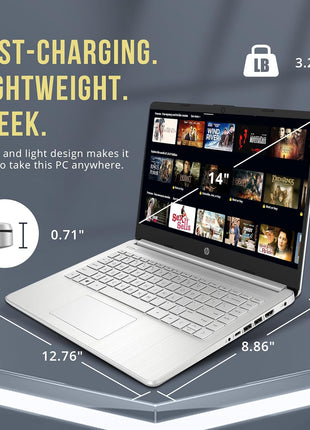 HP Stream 14 inch HD BrightView Laptop, Intel Celeron N4120, 16GB RAM, 416GB Storage (128GB eMMC + 288GB Docking Station Set), Intel UHD Graphics, 720p Camera, Wi-Fi, 1 Year Office 365, Win 11 S, Silver