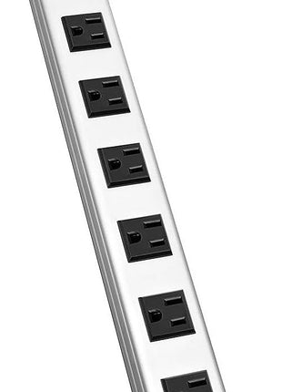 V7 PWS2308-1N 8-Outlet Horizontal Industrial Metal Power Strip 125V, 15A, 12-ft. Cord, 5-15R