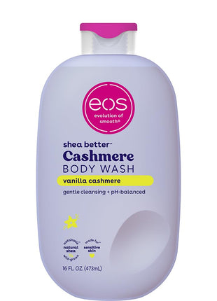 eos Shea Better Cashmere Body Wash, Vanilla Cashmere, Moisturizing, pH Balanced Body Wash, Creamy Gel Formula, Paraben & Phthalate Free, Sensitive Skin, 16 fl oz