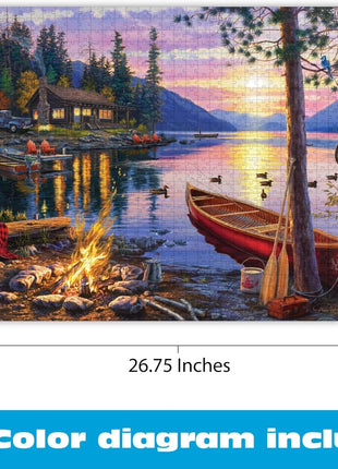 Buffalo Games - Darrell Bush Canoe Lake - 1000 Piece Puzzle for Adults | Made in USA, Perfect Snap Fit, Giftable, Frameable Art, Includes Poster, Recycled Board