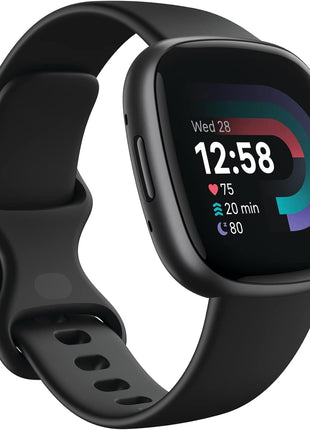 Fitbit Versa 4 Fitness Smartwatch with Daily Readiness, GPS, 24/7 Heart Rate, 40+ Exercise Modes, Sleep Tracking and more, Black/Graphite, One Size (S & L Bands Included)