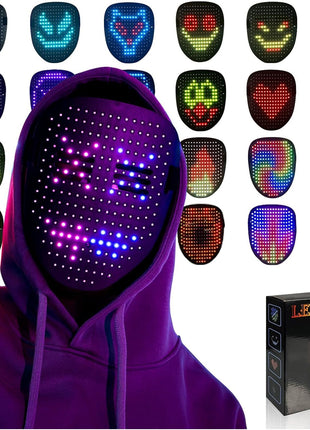 MOYACA Led Mask with Gesture Sensing, Light up mask with 50 Pattern Display for Men/Women LED Halloween Mask for Costume Cosplay Party Indoor and Outdoor