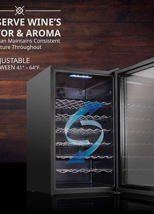 Ivation 51 Bottle Compressor Wine Cooler Refrigerator with Wi-Fi Smart App Control Cooling System | Large Freestanding Wine Cellar Fridge For Red White Champagne or Sparkling, Black Glass Door & Lock