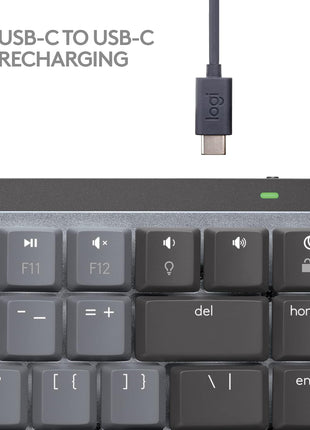 Logitech MX Mechanical Mini for Mac Wireless Illuminated Keyboard, Low-Profile Performance Switches, Tactile Quiet Keys, Backlit, Bluetooth, USB-C, Apple, iPad - Space Grey