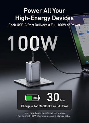 Anker Prime Charger, 100W Max 3-Port Compact Foldable USB C Charger | Fast Laptop Charger Power Adapter for MacBook Pro/Air, iPad Pro, iPhone 17/16/15 Series, Galaxy S25/S24,and More