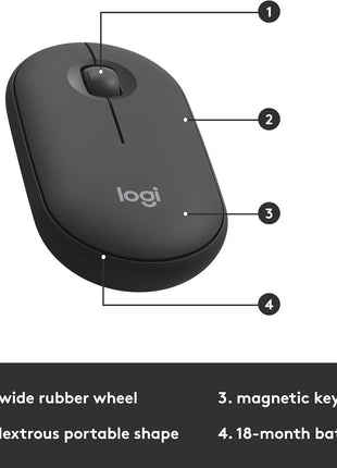 Logitech MK470 Slim Wireless Keyboard and Mouse Combo - Modern Compact Layout, Ultra Quiet, 2.4 GHz USB Receiver, Plug n' Play Connectivity, Compatible with Windows - Graphite