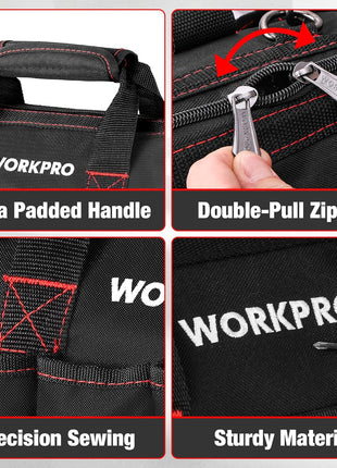 Workpro 12-inch Close Top Wide Mouth Storage Tool Bag, W081020A