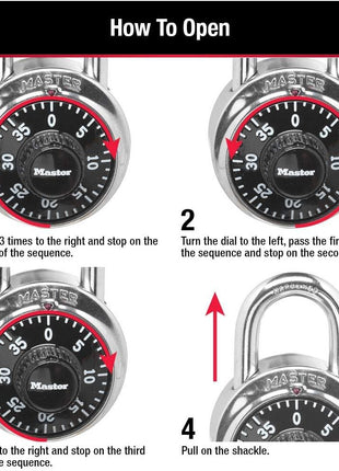 Master Lock Black Gym Locker Lock Combination Padlock, Indoor Combo Lock with Preset 3-Digit Code for Cabinets, Storage, 2 Pack, 1500T