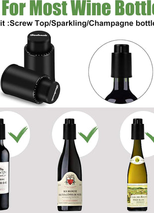 [2 PACK]Wine Bottle Stoppers, Reusable Wine Stoppers, Vacuum Wine Preserver with Time Scale Record, Wine Savers Vacuum Pump Corks Keep Wine Really Fresh, Best Gift Accessories.
