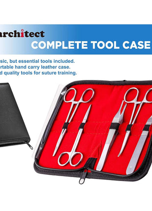 Medarchitect Suture Practice Complete Kit (30 Pieces) for Medical Student Suture Training, Include Upgrade Suture Pad with 14 Pre-Cut Wounds, Suture Tools, Suture Thread & Needle