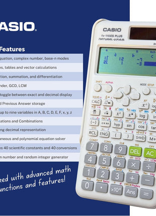 Casio fx-115ES Plus 2nd Edition – Advanced Scientific Calculator | 252+ Functions, Natural Textbook DisplaySM | Ideal for Math, Science, Engineering & Statistics