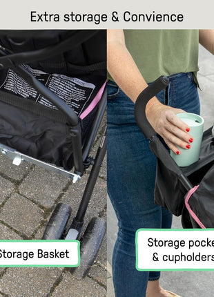 Ingenuity 3D Mini Convenience Stroller – Lightweight Stroller with Compact Fold, Multi-Position Recline, Canopy with Pop Out Sun Visor and More – Umbrella Stroller for Travel, Pink