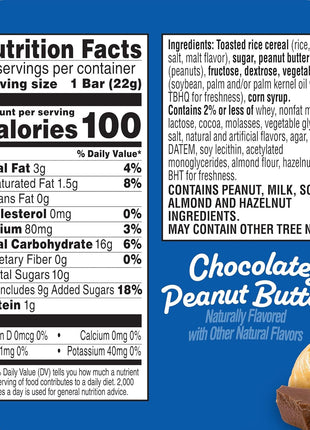 Rice Krispies Treats Crispy Rice Squares, Snack Bars, Chocolatey Peanut Butter, 10.8oz Box (14 Count)