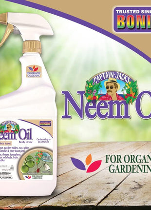Bonide Captain Jack's Neem Oil, 32 oz Ready-to-Use Spray, Multi-Purpose Fungicide, Insecticide and Miticide for Organic Gardening