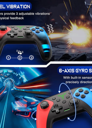 Wireless Switch Controller for Nintendo Switch/Switch 2/Lite/OLED Controller, Switch Controller with a Mouse Touch Feeling on Back Buttons, Extra Switch Pro Controller with Wake-up,Programmable, Turbo Function