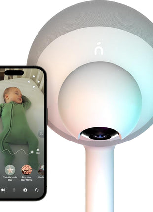 NANOBÉBÉ Smart Baby Monitor – Non-Wearable AI Breathing Monitor Motion Detection 1080p HD Camera with 360° Pan Tilt Two-Way Talk Sound Machine App Control, Night Vision