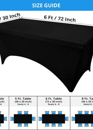 Utopia Kitchen Spandex Tablecloth 2 Pack [6FT, Black] Tight, Fitted, Washable and Wrinkle Resistant Stretch Rectangular Patio Table Cover for Event, Wedding, Banquet & Parties [72Lx30Wx30H Inch]
