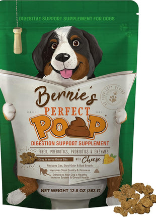 Perfect Poop Digestion & General Health Supplement for Dogs: Fiber, Prebiotics, Probiotics & Enzymes Relieve Digestive Conditions, Optimize Stool, and Improve Health (Cheddar Cheese, 12.8 oz)
