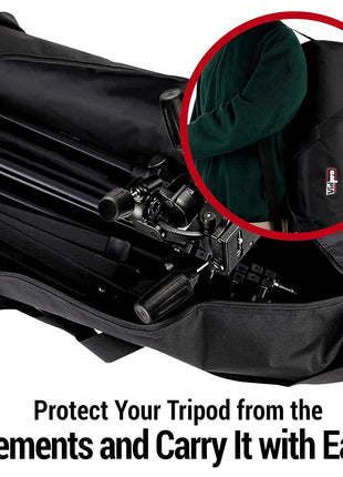VidPro TC-45 Tripod Carrying Case - Heavy Duty Nylon Bag with Shoulder Straps and Handles - Compact Case with Full Length Zippered Closure Plus External Pocket Fits Tripod with Head up to 45 Inches