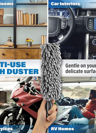 Relentless Drive Car Duster Interior 14" – Ultimate Dash Duster for Women & Men, Chenille Car Accessories Interior, Lint & Scratch-Free