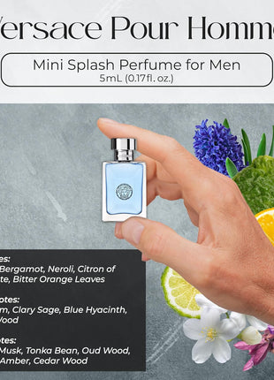 Versace Cologne for Men Set of 4 Mini Eros, Pour Homme, Dylan Blue, Eau Fraiche Perfume for Men Fragrance Sampler Set - Designer Mens Cologne Samples (4 Count, 0.17 oz)