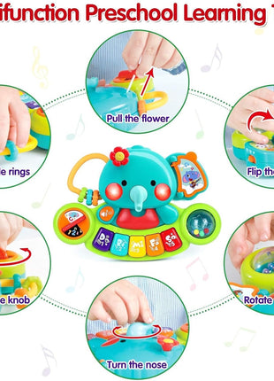 Baby Piano Toys 6-12 Months, Elephant Piano Keyboard Newborn & Infant Toys | Light Up Musical Toddler Toys for 1 Year Old Boy Girl, Christmas & Birthday Gifts For 12-18 Months, 6 7 8 9 Month Old Toys