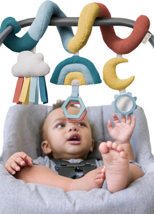 Itzy Ritzy Spiral Car Seat & Stroller Activity Toy, 0 Months & Up (Rainbow) | Baby Stroller & Car Seat Spiral Toy, Infant Sensory Activity Toy, Easy-Attach Hanging Toy With Textures, Sounds & Visual Play