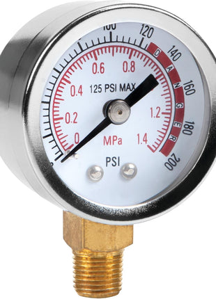 Performance Tool W10055 0-200 PSI Air Gauge for Air Tank Accessory | Easy-to-read two-color dial. Small pressure gauge for air compressors. NPT fitting.