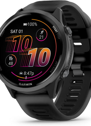 Garmin® Forerunner® 570, 47mm, Advanced GPS Running and Triathlon Smartwatch, AMOLED Display, Training and Recovery Features, Slate Gray Aluminum with Translucent Black/Black Band