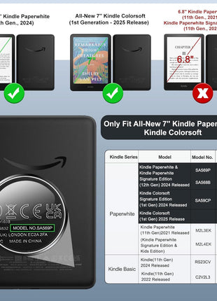 MoKo Case for All-new 7 inchKindle Paperwhite 12th Generation 2024&Kindle Colorsoft Signature Edition 2024,Lightweight PU Protective Shell Cover with Auto Wake/Sleep for Kindle Paperwhite 2024,Gray Forest