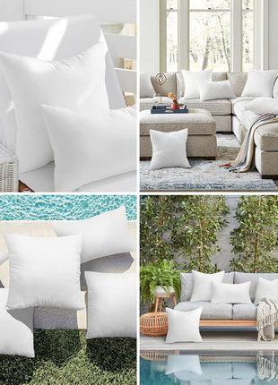 Ashler Outdoor Pillows, 18 x 18 Pillow Inserts Set of 4, Waterproof Throw Pillow Inserts Hypoallergenic for Patio, Water Resistant Indoor Outdoor Decorative