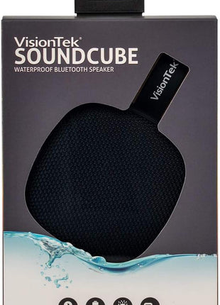 VisionTek SoundCube Wireless Bluetooth Speaker with IPX7 Waterproof Rating, Bluetooth 5.0, 6+ Hour Playtime, Built-in Mic, TWS Support, Compatible with Phone/Tablet/TV/Laptop (Black) -901313
