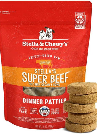 Stella & Chewy's Freeze-Dried Raw Dinner Patties - Beef Recipe - High Protein Grain-Free Puppy & Dog Food - Perfect For Picky Eaters - 25 oz