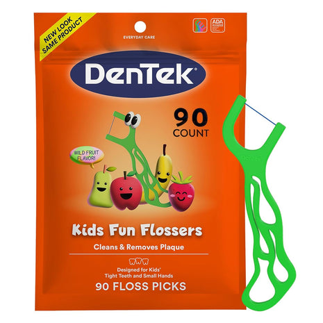 DenTek Fun Flossers ? Kids Floss Picks with Wild Fruit Flavor, 90 Count