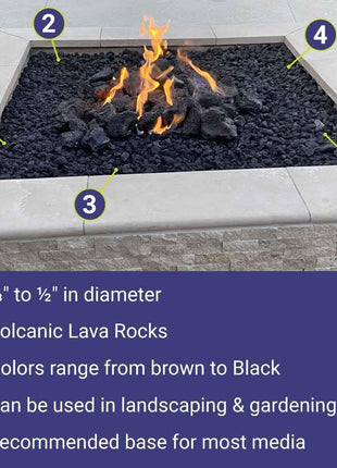 American Fire Products | Medium Lava Rock, 1/2 inch - 1 inch | Use in Fireplace, Fire Pit or Bowl | Outdoor & Indoor Volcanic Rock for Natural Gas or Propane Fires | Decorative Landscaping | 10 lb Bag