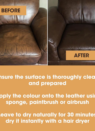 Furniture Clinic Leather Repair Paint | 2-in-1 Seal and Color | Use on Scratches, Tears, and Holes in Car Seats, Furniture | Quick and Easy Leather Repair Kit for Furniture (Dark Brown, 50ml / 1.7oz)