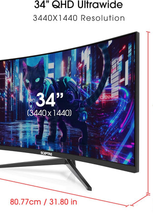 Sceptre 34-Inch Curved Ultrawide WQHD Monitor (3440 ? 1440), R1500, up to 180Hz/165Hz, DisplayPort x2, 99% sRGB, 1ms, Built-in Speakers, Machine Black, 2025 (C345B-QUT168)
