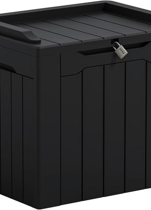Greesum Outdoor Storage Box 31 Gallon Storage Box with Lid for Patio Furniture, Garden Tools, Pool Supplies, Waterproof and UV Resistant, Lockable, Dark Black