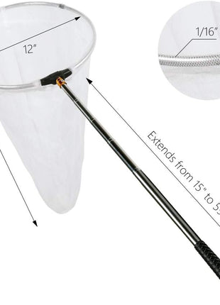 RESTCLOUD Insect and Butterfly Net with 12" Ring, 24" Net Depth, Handle Extends to 59 Inches