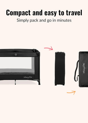 Dream On Me Nest Portable Playard, Lightweight, Foldable, Carry Bag, Black | Breathable Mesh Sides, ASTM Tested for Infants & Toddlers, 30 Lb Limit, Removable 1" Mattress Pad, For Indoor & Outdoor Use