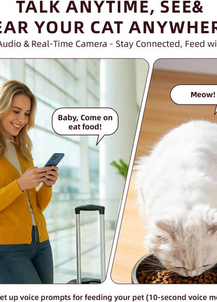 Automatic Cat Feeder with Camera – 5G WiFi Timed Cat Food Dispenser, 4L Clog-Free Smart App Control Pet Feeder, 1080P HD Video with Night Vision Healthy Feeding for Small Pets Indoor