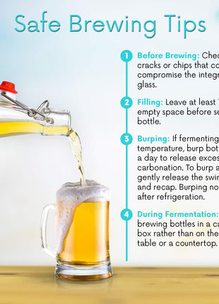 WILLDAN Set of 6 8.5oz Swing Top Glass Bottles   Flip Top Brewing Bottles For Kombucha, Kefir, Vanilla Extract, Beer   Airtight Caps and Leak Proof Lids, Bonus Gaskets and Funnel