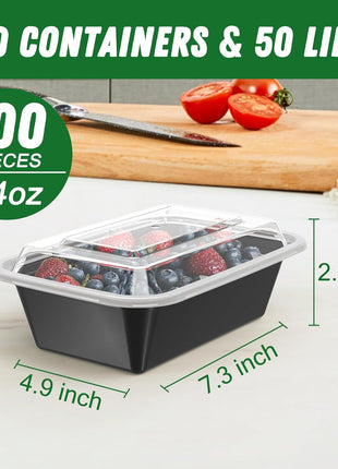 Dealusy 50 Pack (100-Piece) 24 oz Meal Prep Containers Reusable with Lids, Sturdy Leakproof & Food Safe, Microwave, Freezer, Dishwasher Safe Prep Containers, To Go Take Out Plastic Food Storage