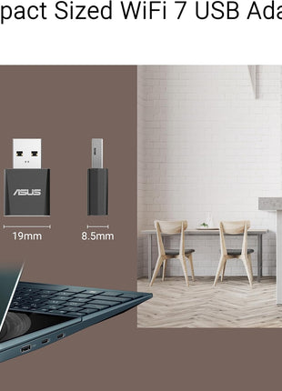 ASUS Tri-Band WiFi 7 Nano USB Adapter (USB-BE92 Nano), 6GHz Band, Support 4096-QAM, Plug and Play, Compatible with Windows® 10 & 11, TAA Compliant