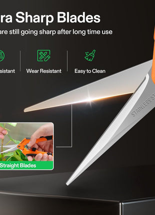 VIVOSUN 6.5 Inch Gardening Scissors Hand Pruner Pruning Shear with Straight Stainless Steel Blades Orange 1-Pack | Straight Precision Stainless Steel Blades, Comfort Ergonomic Grips, Ideal Snip for Deadheading, Trimming & Shaping Plants