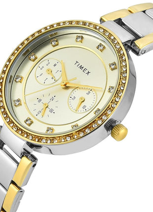 TIMEX Champagne Round Dial Analog Women's Watch - TWEL18711